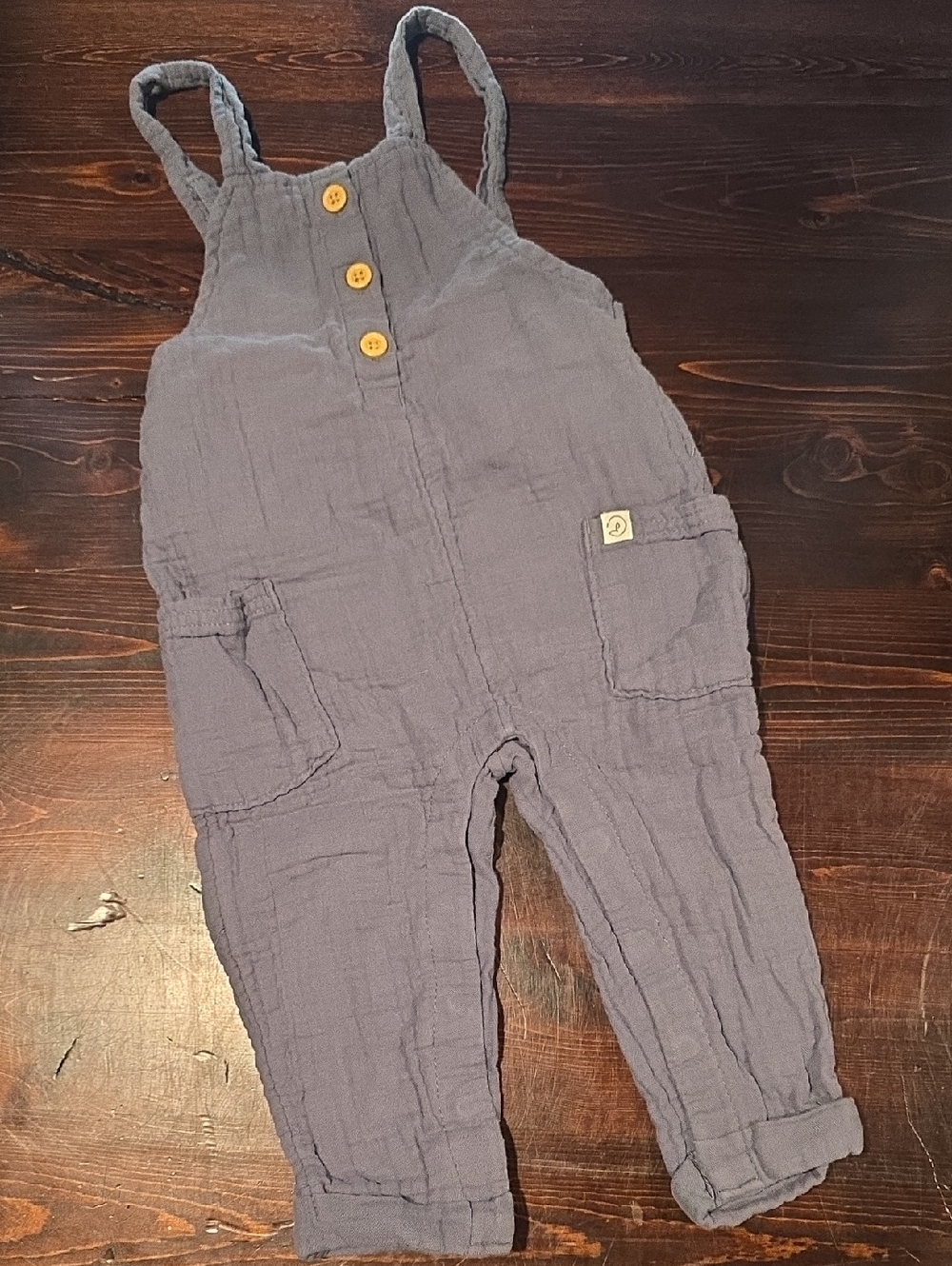 Little Planet by Carter’s Organic Cotton Muslin Overalls - Gray - 12M